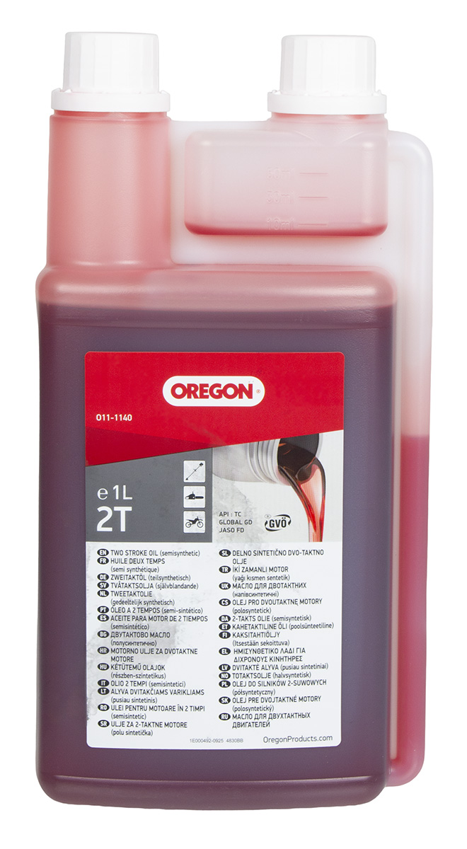 OREGONi kahetaktilise mootori õli, 1 l, dosaatoriga – punane